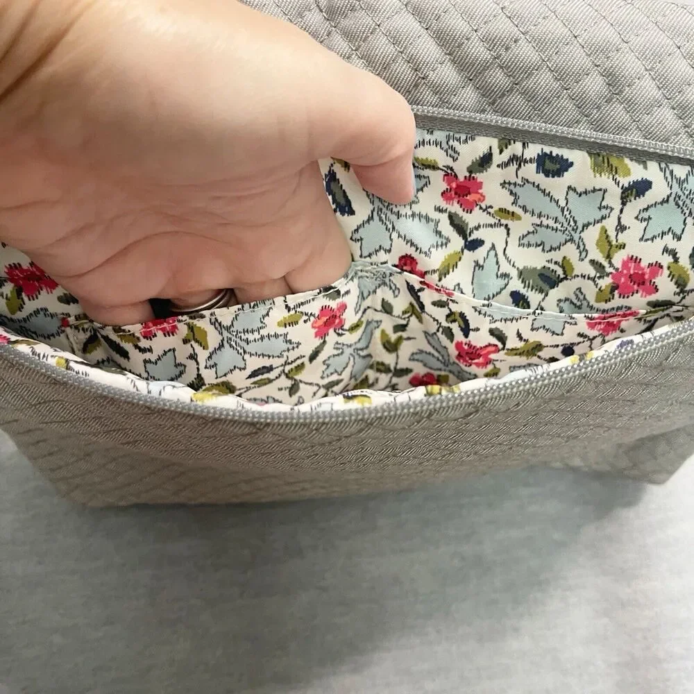 Vera Bradley Iconic‎ Turnabout Quilted Reversible Crossbody Bag Denim Gray Solid